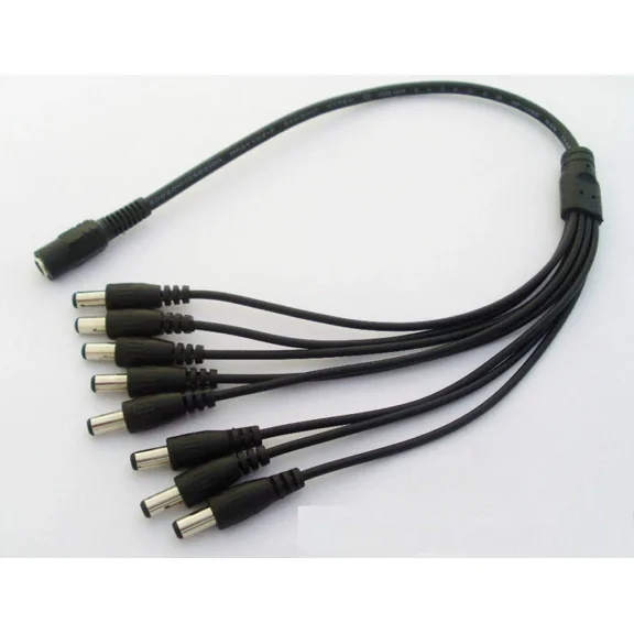 1-To-8 Dc Power Sharing Y Split Cable For Cctv Camera
