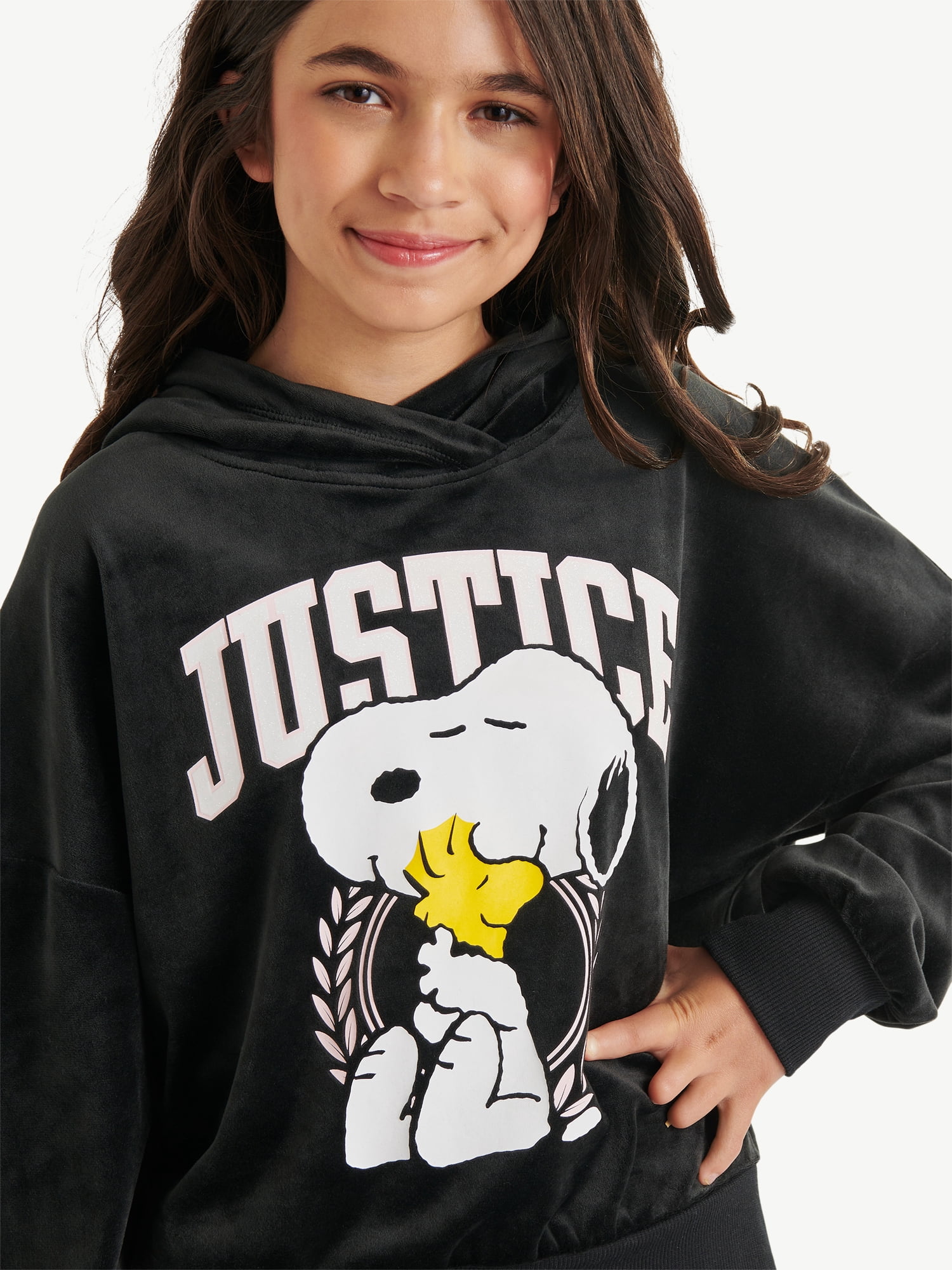 Justice x Snoopy Girls Velour Hoodie, Sizes XS - XLP