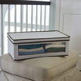 thumbnail image 3 of Household Essentials Large Canvas Storage Box, Vision Box with Clear Front Panel, Reinforced Poly-Cotton Canvas, Fully-Removable Lid, Folds for Storage, Natural with Brown Trim, 3 of 5