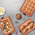thumbnail image 4 of 6pcs Commercial Quality Baking Sheet Pan Set, Carbon Steel Cookie Sheet, Warp Resistant Baker's Half Sheet Pan, Cookie Tray Pans for Baking, Roasting Dishwasher Safe Black gold, 4 of 6
