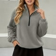 thumbnail image 2 of Soft Fleece Pullover Hoodie Long Sleeve Casual Outerwear Lightweight Warm Jacket Cozy Loungewear Top For Everyday ComfortGreyXXL, 2 of 5