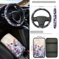 thumbnail image 3 of Jeiento Hummingbird 17 Pcs Car Seat Cover Full Set for Women Car Floor Mats Steering Wheel Cover Keychains Daisy Seatbelt Pad Armrest Cover Coasters Key Chain Lipstick Holder Purple Auto Accessory, 3 of 8