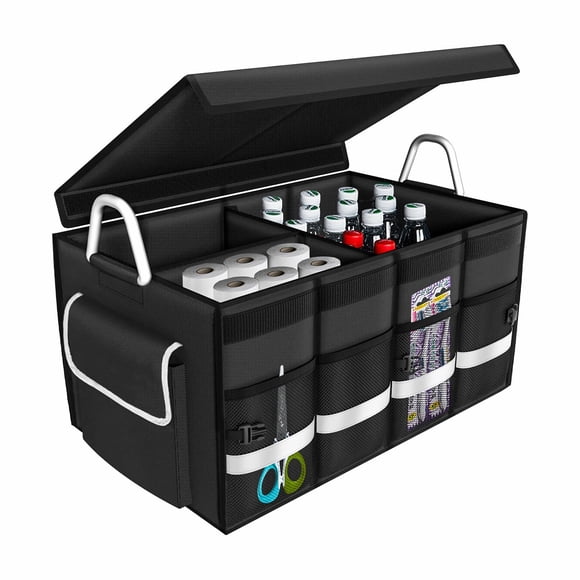 Car Trunk Organizer for SUV, ONATISMAGIN Collapsible Multi Compartments Trunk Storage Organizer, Waterproof Car Storage Organizer with Fold