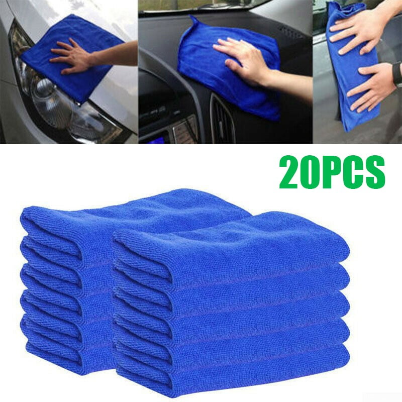 PULABO Useful and practical5Pcs Blue Soft Absorbent Wash Cloth Car Auto Care Microfiber Cleaning Towels Durable 