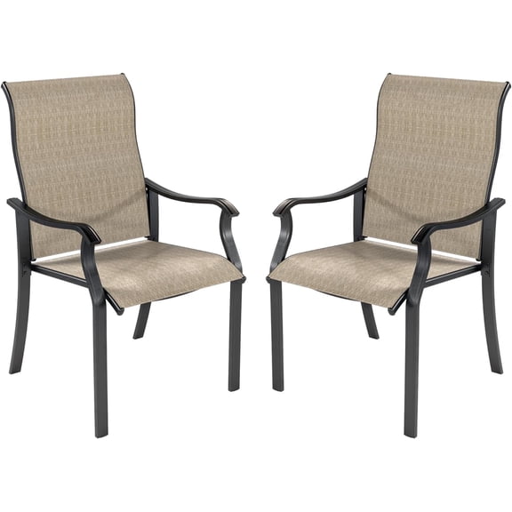 UDPATIO Patio Chairs Set of 2, Outdoor Dining Chairs High Back with All Weather Breathable Textilene, Metal Frame for Lawn Garden Backyard Deck, Brown