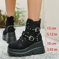 thumbnail image 2 of Black Ladies Round Toe Lace Up Boots With Wedge Heel For Casual Winter Wear, 2 of 9