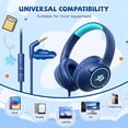 thumbnail image 2 of Kids Headphones Wired for School, 85/94dB Volume Limit, Wired Over Ear Headphones for Kids Boys Girls with Microphone, Stereo Sound 3.5mm Cord for Kindle Tablet Airplane Travel, Navy Blue, 2 of 7