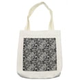 thumbnail image 1 of Black and White Tote Bag, Western Scroll Pattern Design with Classical Cheery Flourishing Blossoms, Cloth Linen Reusable Bag for Shopping Books Beach and More, 16.5" X 14", Cream, by Ambesonne, 1 of 2