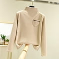 thumbnail image 2 of MeetoTime Chandails à Col Montant pour Femmes Automne Confortables Couleur Unie Manches Longues, 2 of 6