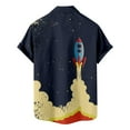 thumbnail image 4 of Fsqjgq Mens Shirts Cartoon Space Printed Hawaiian Shirt for Men Short Sleeve Casual Button down Blouse Top Yellow Xxxl, 4 of 6