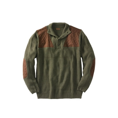 Boulder Creek by KingSize Men's Big & Tall Patch Sweater With Mock Neck