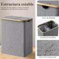 thumbnail image 3 of Cesto para Ropa Sucia, 150L Cesta de Lavandería Dividida Plegable de Gran Capacidad con 2 Bolsa Extraíble Tapa para Lavar, Para Baños Sala de Estar, Dormitorio y Lavandería (Gris, 150L), 3 of 9