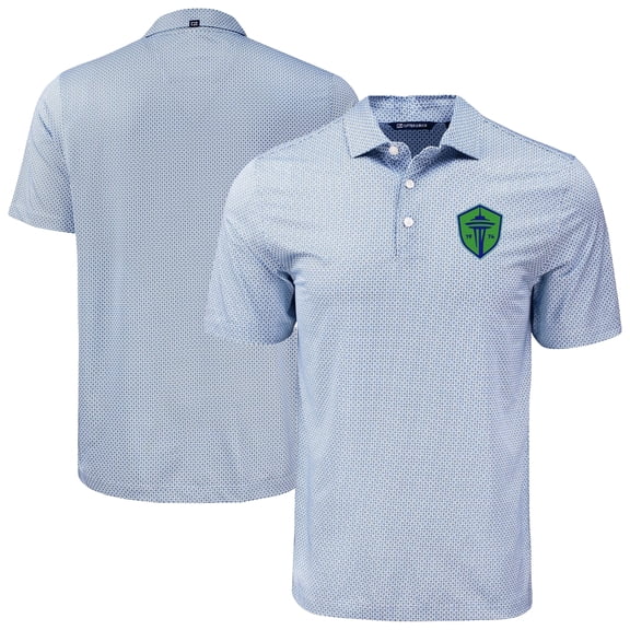 Men's-Cutter & Buck  Navy Seattle Sounders FC Pike Eco Diamond Dot Print Recycled Polo