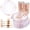 White and Rose Gold, variant on 350Pcs Clear Gold Plastic Plates, Dinnerware Sets for 50 Guests | 50 7.5" Dessert & 50 10.25"Dinner Plastic Plates, 150 Silverware, 50 Cups, 50 Napkins for Wedding & Party, Gold Rim, BPA-free