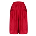 thumbnail image 3 of USSUMA Running Shorts for Women Solid Color Pull-on Elastic Mid Waist Loose BreAthable Oversized Lounging with Pocket Quick Dry Shorts Half Shorts Wide Legs Skinny Fit Flowy Shorts for Work Red L, 3 of 5