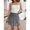 thumbnail image 5 of Women's Floral Ruffle Tiered Mini High Waist Cute Short Wavy Skirt for Daily Wear Black S, 5 of 7