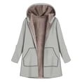 thumbnail image 2 of Chaqueta de mujer de lana con forro polar cálido vintage con cremallera elegante y holgada de longitud media a la moda, 2 of 6
