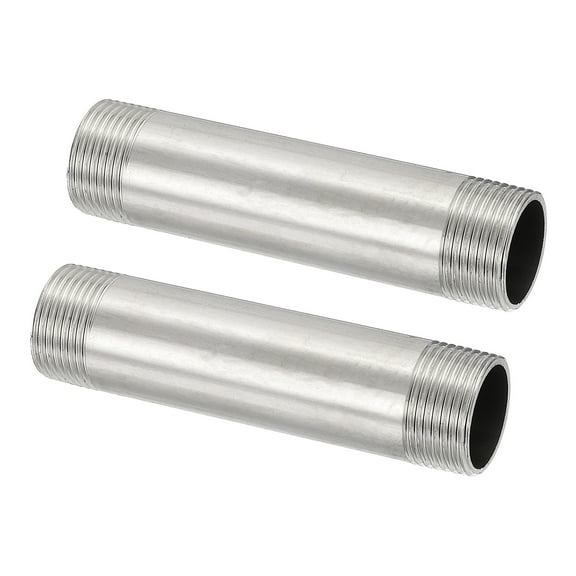 304 Stainless Steel Pipe Fitting, 3/4" BSP Male x 3/4" BSP Male Threaded 4" Length Nipple Cast Pipe, 2 Pack