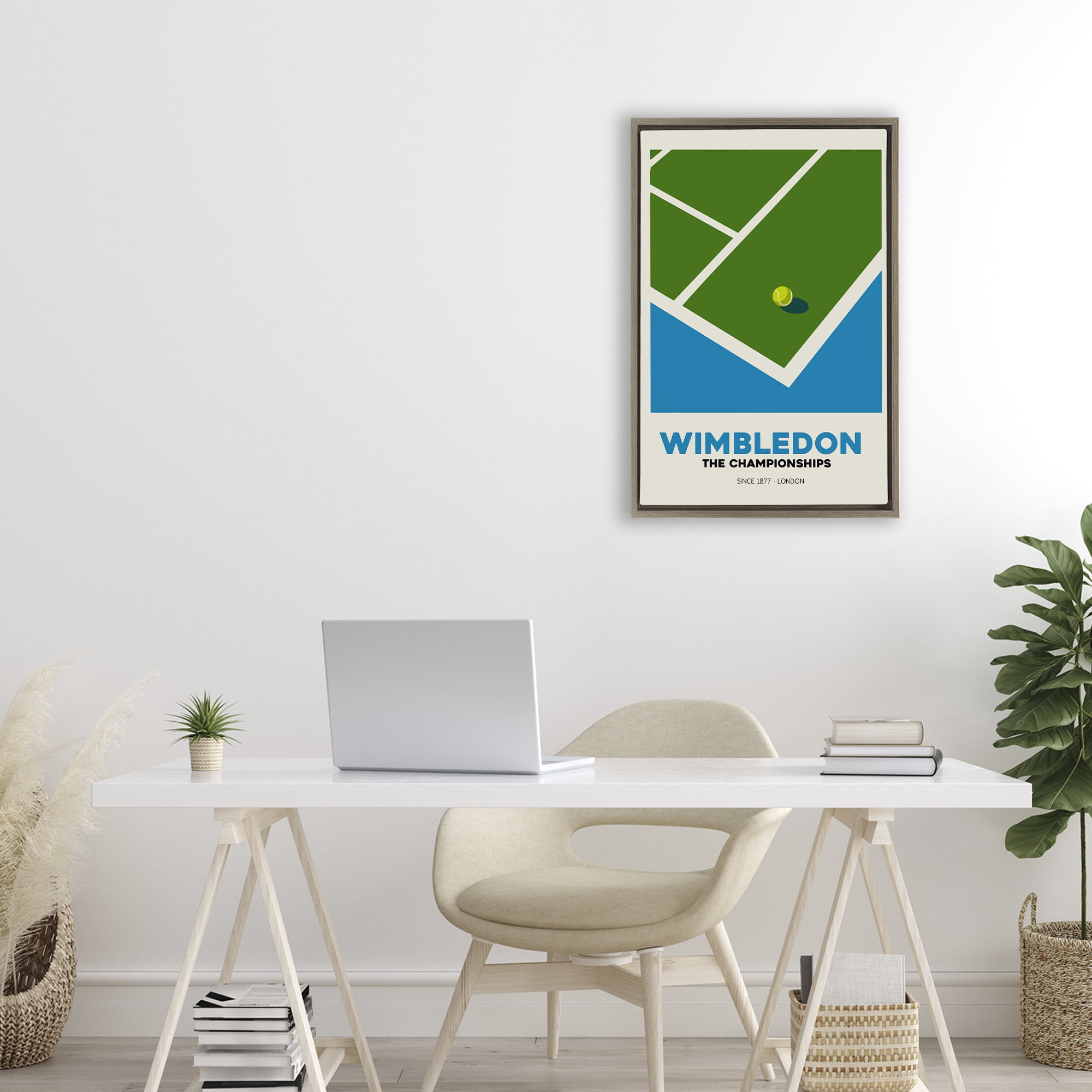 Stupell Industries Wimbledon Tennis Court Brown Framed Floater Canvas Wall Art, design by Andreas Magnusson