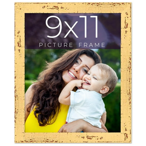 9x11 Frame Yellow Real Wood Picture Frame Width 1.25 inches | Interior Frame Depth 0.5 inches |