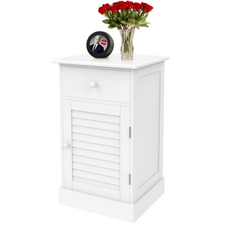 White Bedside Cabinets Sale Yaheetech Bedside Table Cabinets Nightstands with Storage Drawer and Cupboard Units Adjustable Height Shelf in White ()