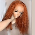 thumbnail image 3 of Ginger Orange Kinky Curly Glueless Soft 180% Density  Synthetic Hair Lace Front Wig | 26 Inch Long Preplucked Baby Hair & Heat Resistant | Glueless Daily Wig for Women), 3 of 4