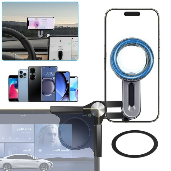 EEEkit MagSafe Magnetic Car Phone Holder Fit for Tesla Model Y/3/Cybertruck Screen Mount, Fit for iPhone & Android