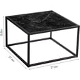 thumbnail image 3 of Square Coffee Table for Living Room - Modern Black Faux Marble Design, 3 of 8