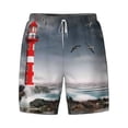 thumbnail image 4 of Lsque Mens Swim Trunks 3d Lighthouse in the Surf Pattern - Bathing Suit Compression Liner - Beach Swim Shorts Swimwear - (S-3XL) - Stretch Quick Dry -3X-Large, 4 of 9