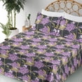 thumbnail image 3 of Ambesonne Floral Fitted & Flat Sheet with Shams 4 Pcs Set, Botanical Overlapping Art, Calking, Pale Eggplant and Khaki, 3 of 5