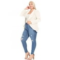 thumbnail image 5 of Women's Plus Size Solid Long Sleeve Waist Length Open Front Office Blazer Jacket, 5 of 7