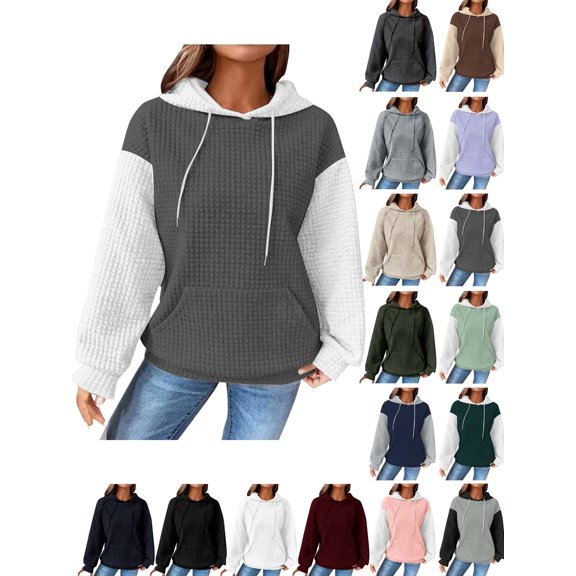 Womens Hoodie Casual Long Sleeve Lightweight Pullover Tops Loose Hooded Sweatshirt With Pocket Gray S
