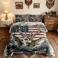 thumbnail image 2 of meiyoeat Retro American Flag Buck Fishing Full Size Comforter Sets for Men Boys, Bass Pike Fish Animal Bedding Comforter Set, Beige, Black Reversible, 3 Pieces, 1 Comforter and 2 Pillowcases, 2 of 6