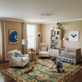 thumbnail image 2 of Washable Area Rug, 5x7 Non-Slip Boho Vintage Living Room Bedroom Rug with Rubber Backing, Low Pile Faux Wool Soft Distressed Rug Floor Carpet for Living Room, Laundry, Kids Playroom, 2 of 11