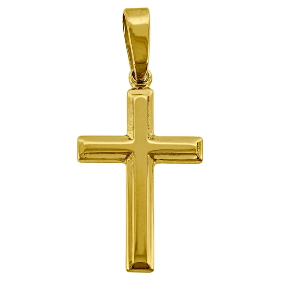 925 Sterling Silver Yellow-tone Mens Womens Polished Finish Cross Religious Charm Pendant - Necklace for Men