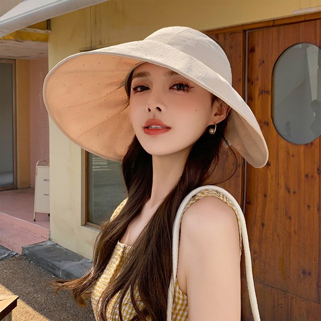 Ganfancp Sombrero de Playa de Ala Ancha, Ligero y Transpirable, con Protección Solar y Parte Superior Abierta, para Mujeres En Salidas Al Aire Libre En Verano Ofertas de La Semana 1* Sombrero para El