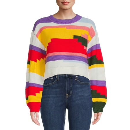 Love by Design Juniors Colorblocked Cropped Sweater