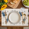 thumbnail image 4 of Brown Green Diamond Placemats Set of 12, Modern Geometric Middle Century Beige Placemats for Dining Table, Place Mats for Kitchen Tabletop, Waterproof Wipeable Dining Table Mats Set, 4 of 9