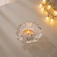 thumbnail image 5 of Gallickan Glass Tealight Holder, Lotus Flower Shaped Candle Stand, Crystal Clear Tea Light Candlestick, Elegant Table Decor for Holiday Wedding Party, A, 5 of 7