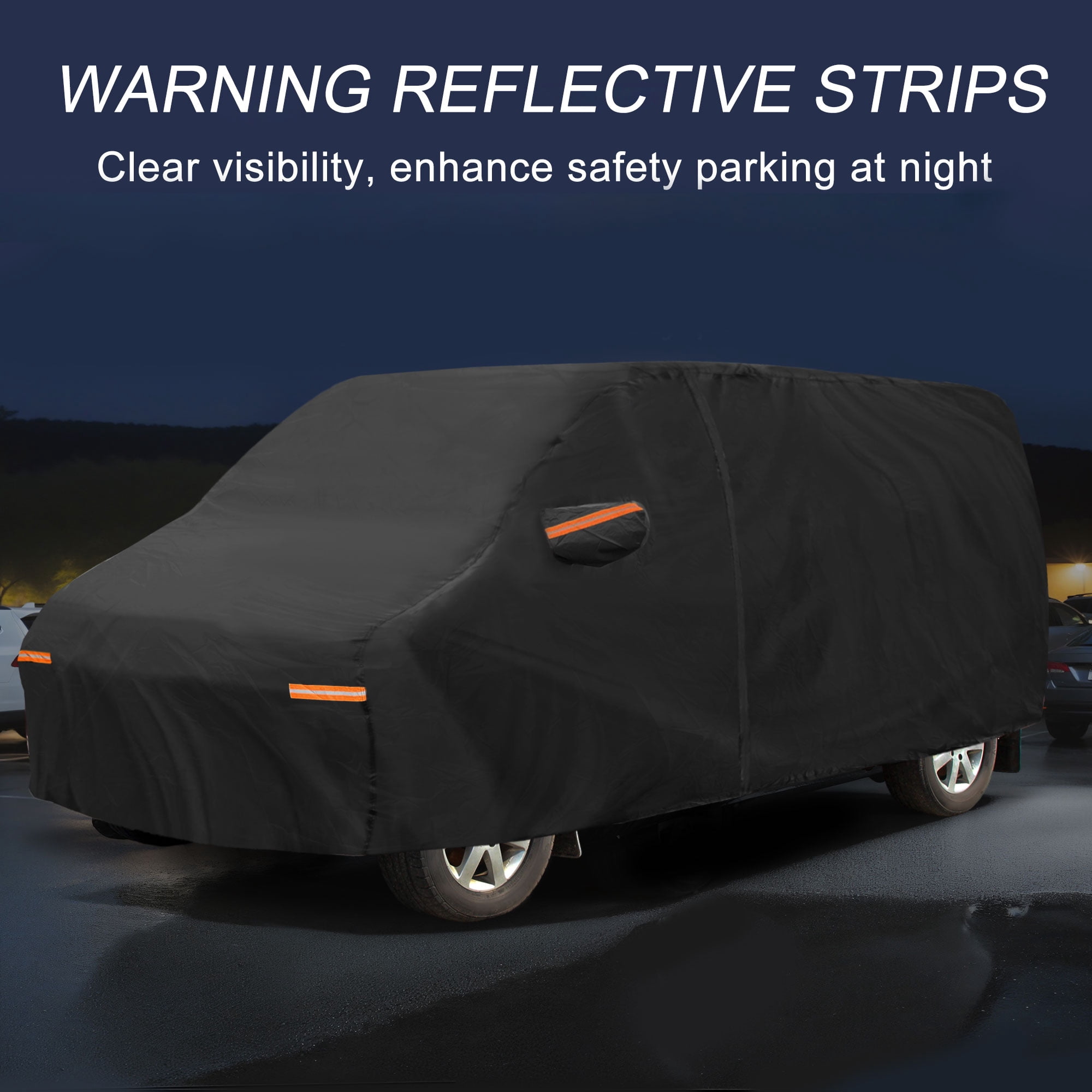 Unique Bargains 210D-PU Car Cover Black for Black ford E-Series 192.91"x75.2"x66.93"