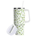 thumbnail image 2 of 40 oz Tumbler With Handle Stainless Steel Insulated Tumbler With Lid for Car Cup Holder Small Green Rose Pattern, 2 of 9