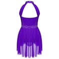 thumbnail image 2 of YONGHS Kids Girls Rhinestone Figure Ice Skating Dress Lyrical Contemporary Dance Skirt Leotard Purple 14, 2 of 7