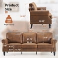 thumbnail image 4 of Ktaxon Modern 3 Seater Sofa Extra Deep American Style Couch for Bedroom, Office, Apartment, Dorm Bronzing Cloth Brown, 4 of 7