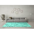 thumbnail image 3 of Ahgly Company Indoor Round Abstract Turquoise Blue Modern Area Rugs, 3' Round, 3 of 4