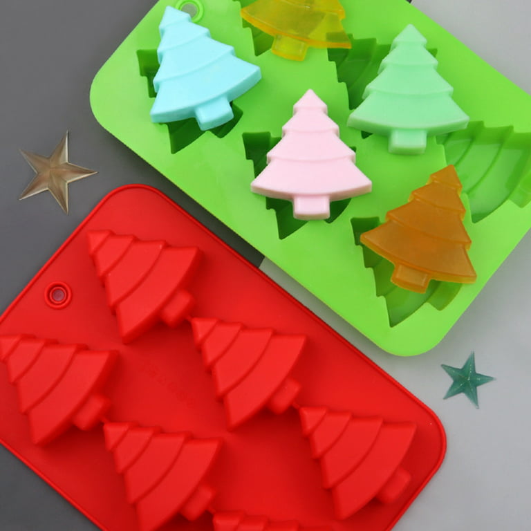 Wilton 6 Cavity Red Christmas Tree Silicone Mold
