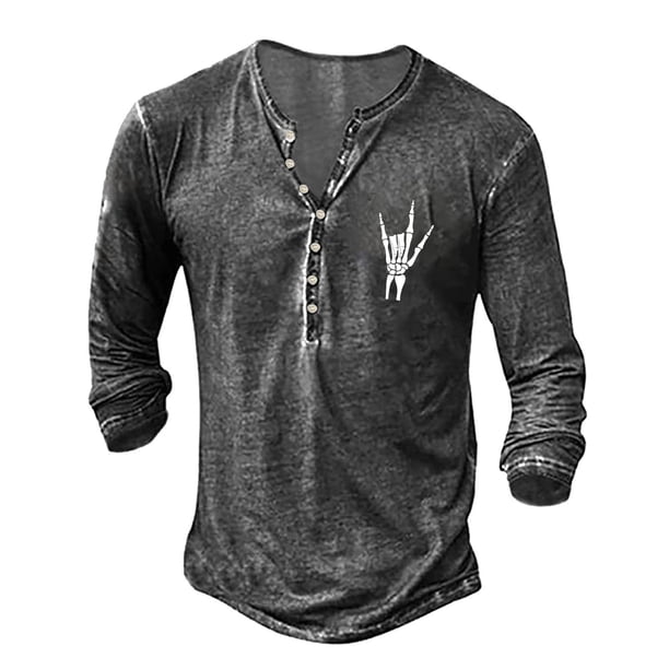 Playeras Deportivas Para Hombre, Moda De Verano Para Hombre, Camisa De Manga Larga Con Botones Básicos Antiguos Y Estampado Pequeño, Camiseta De Manga Larga, Blusa