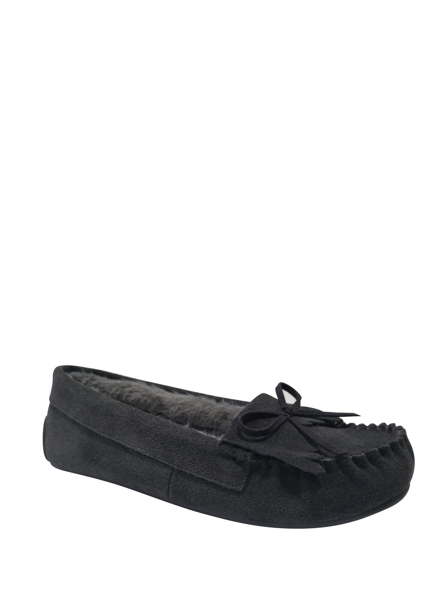 black moccasin slippers