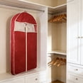 thumbnail image 5 of Xecvkr Garment Hanging Storage Bag Non Woven Closet Organizer Foldable Suit Dress Jacket Protective Cover Clear Window Dustproof for Travel and Wardrobe 1 Pack Red, 5 of 6