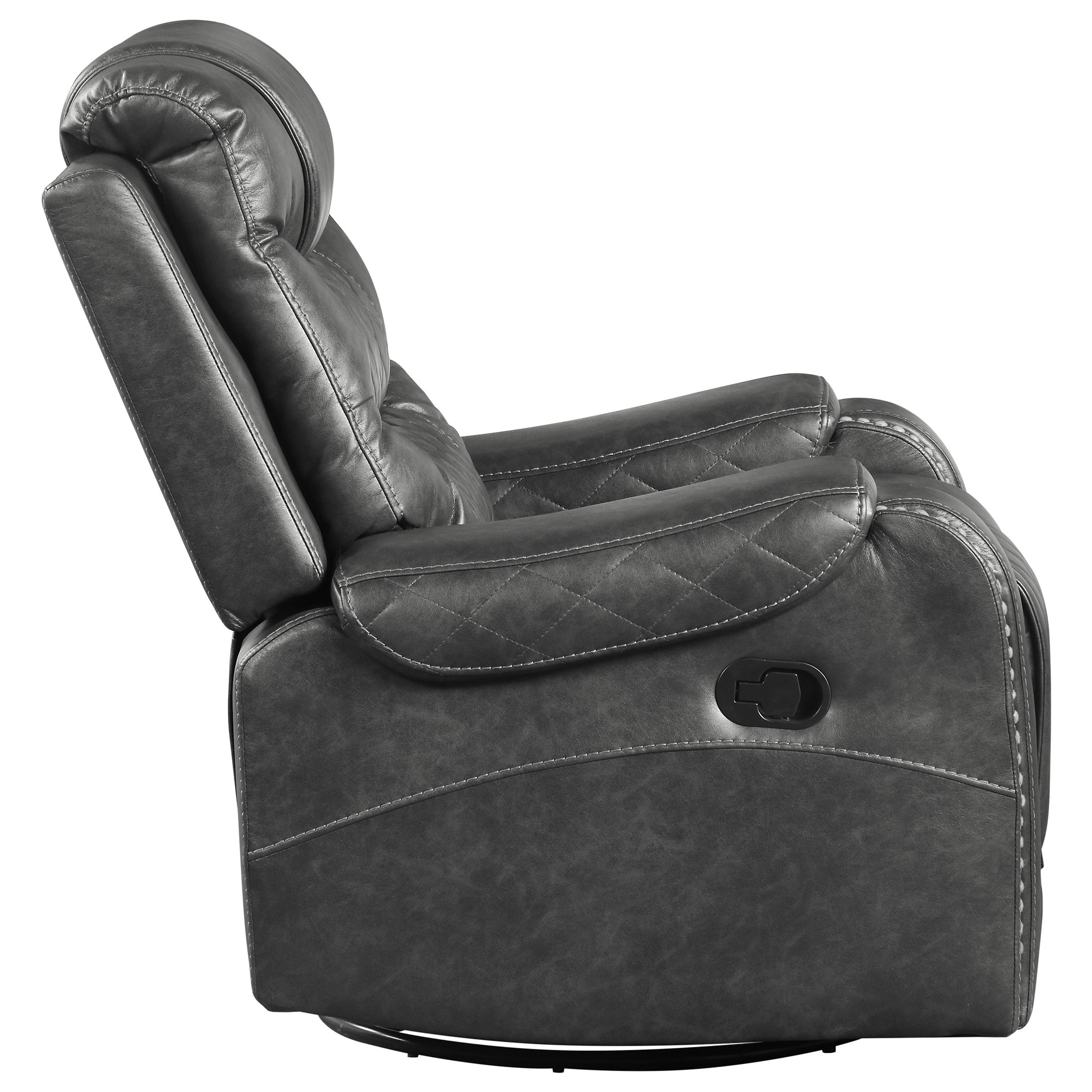 OakvillePark Ridder Polished Microfiber Upholstered Swivel Glider Reclining Chair, Gray