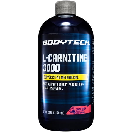 BodyTech L-Carnitine 3000 Supports Fat Metabolism  Energy Production & Muscle Recovery - Candy Punch (24 fl oz.)